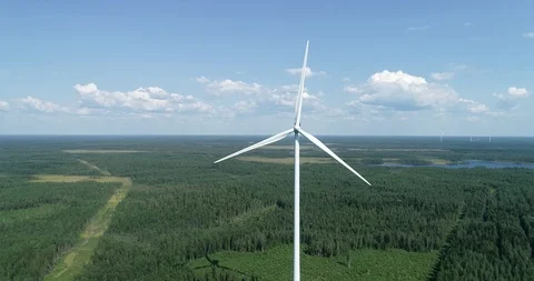 Aerial view of wind power farm in Finland Stock Footage 115310141