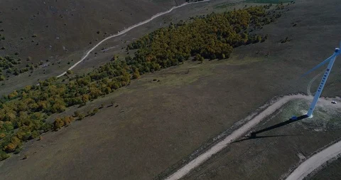 Aerial view - wind power generation Video stock 125455714