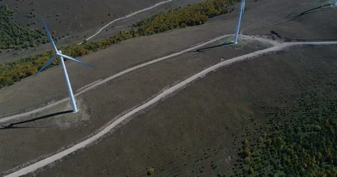 Aerial view - wind power generation Stock Footage 125455813