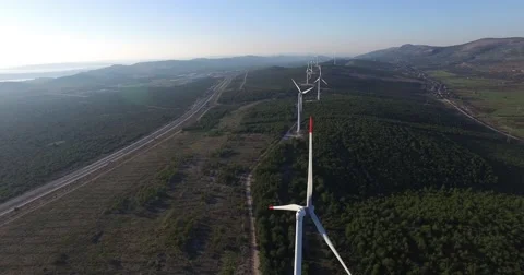 Aerial view of wind power generators 스톡 동영상 56939673