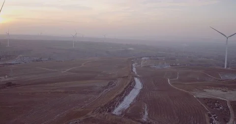 Aerial view of wind power plant in China Stock-Footage 92539341