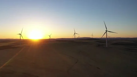Aerial view of wind power plants 4 Stock Footage 294082416