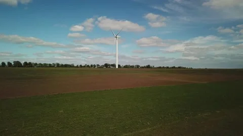 Aerial view of wind power station Stock Footage 130473745