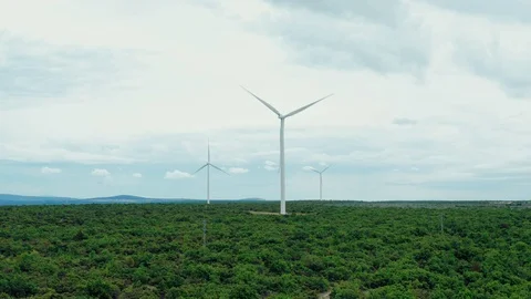 Aerial view of wind power, windmill, energy production, eco-energy Stock Footage 111959731