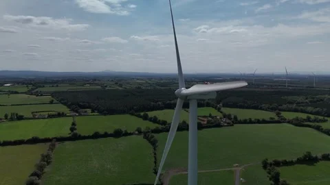 Aerial View of Wind Turbine Above Agricultural Farmland 库存影片 337851753