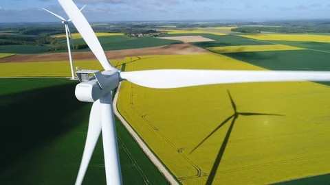 Aerial view of wind turbine Stock Footage 89524656