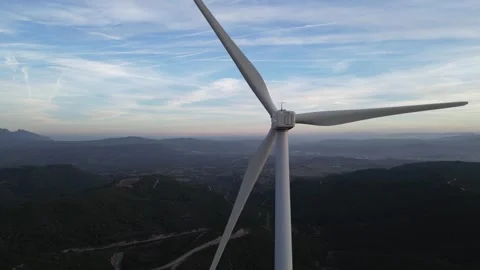 Aerial view of wind turbine generating renewable energy Stock Footage 327127048