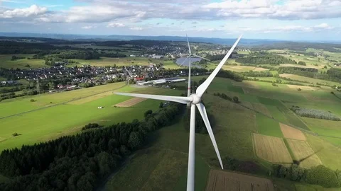 Aerial view of wind turbines Stock Footage 78146779