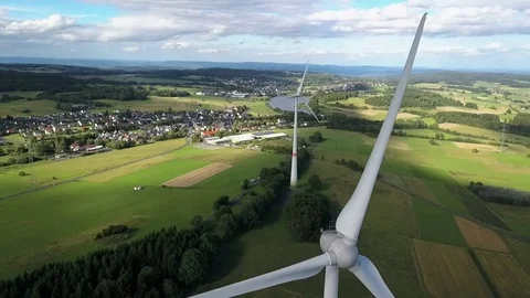Aerial view of wind turbines Stock Footage 78147165