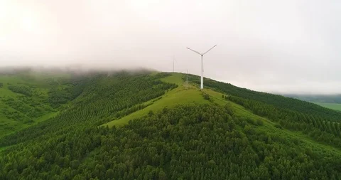 Aerial view of wind turbines Stock Footage 92361263