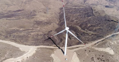 Aerial view of wind turbines Stock Footage 104395101
