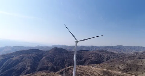 Aerial view of wind turbines Stock Footage 104395617