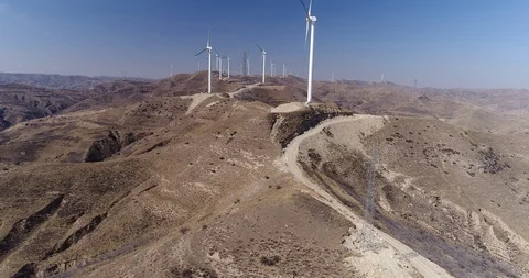 Aerial view of wind turbines Stock Footage 104473968