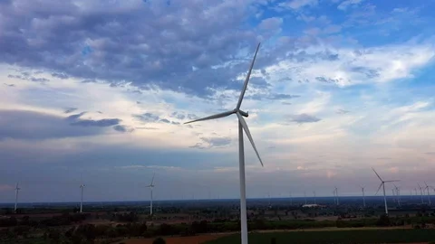 Aerial view of wind turbines Video stock 112062940