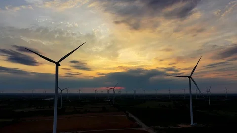 Aerial view of wind turbines Stock Footage 112064962