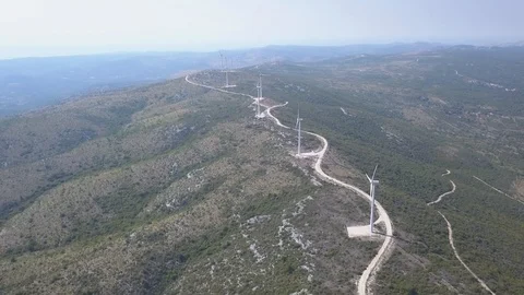 Aerial view of the Wind turbines 스톡 동영상 116475436