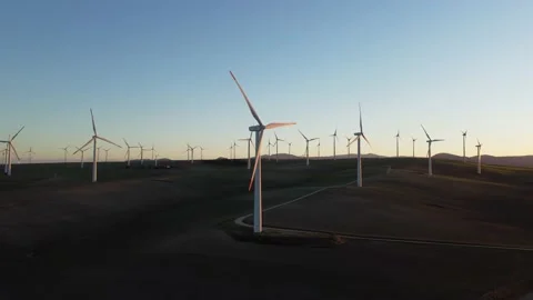 Aerial view of wind turbines. Stock Footage 170369549