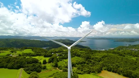 Aerial View of Wind Turbines Generating Clean Energy Stock Footage 335572011
