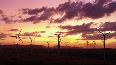 Aerial view of Wind turbines of save Energy save world in video 4k format. Stock Footage 124438598
