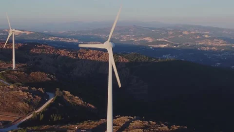 Aerial view of Windfarm Stock Footage 209442996