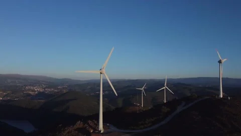 Aerial view of Windfarm Stock Footage 209443047