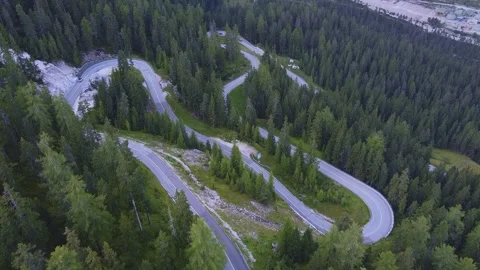 Aerial view of winding mountain road 動画素材 345720590