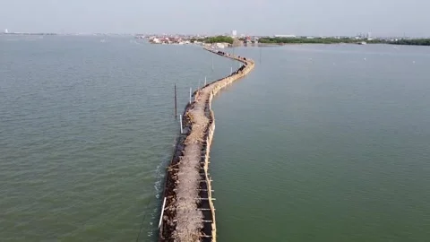 Aerial view of winding pathway over water Stock-Footage 279146017