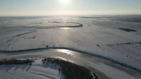 Aerial view of the winding riverbed Stock Footage 171440361