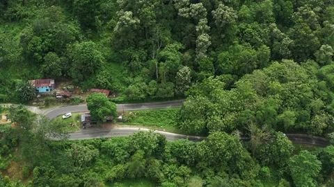 Aerial view of a winding road in Camba Maros, South Sulawesi Indonesia Stock Footage 238650104