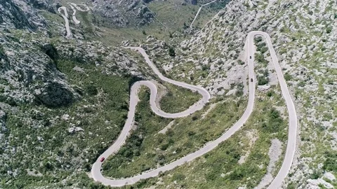 Aerial view of winding road Stock Footage 236946782