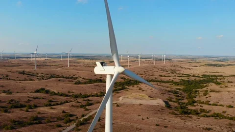 Aerial View Windmill Close Up Clean Energy Power Generation 動画素材 121602665
