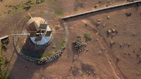 Aerial view of windmill. Stock Photos