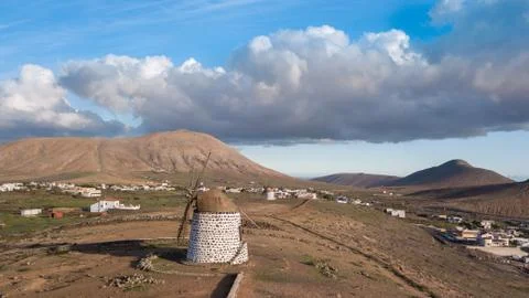 Aerial view of windmill. Stock Photos