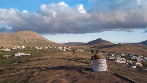 Aerial view of windmill. Stock Photos