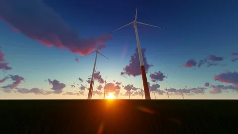 Aerial view of windmill power generation  Stock Footage 107564132