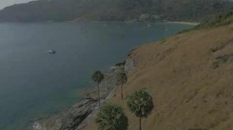 Aerial View of The Windmill Viewpoint, Phuket tropical sea. Stock Footage 56360361