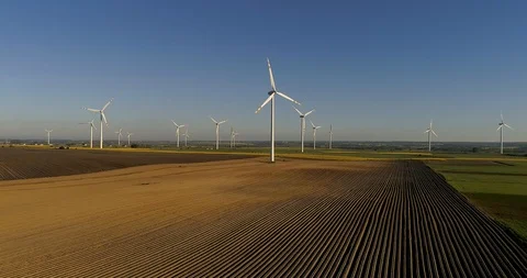 Aerial view of Windmill, Wind Power, Turbine, Energy Production, Poland 動画素材 109201603