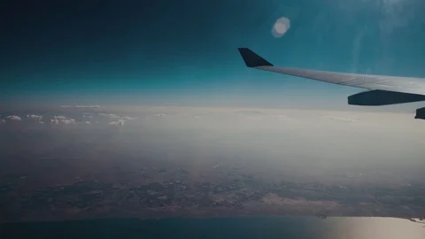 Aerial view from the window of an airplane 스톡 동영상 85089223