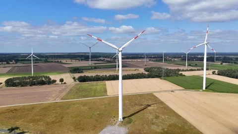 Aerial view of windpark in Germany. Stock Footage 341583745