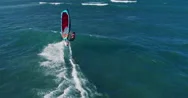 Aerial View Of Windsurfing Stock Footage