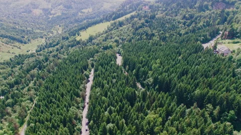 Aerial view of windy mountain road 2 Stock Footage 142211614
