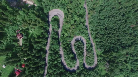 Aerial view of windy mountain road 3 Stock Footage 142212197