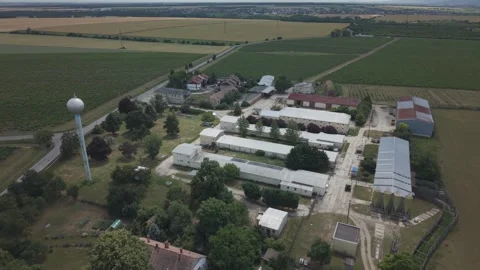 Aerial View of Winery Complex Surrounded by Vineyards in Slovakia Stock Footage 341330214
