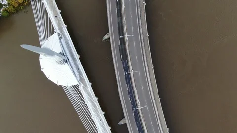 Aerial view of Winnipeg Bridge Stock Footage 121710198