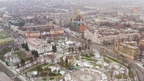 Aerial view of the winter city. Stock Footage 100586450