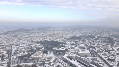Aerial view of winter city Stock Footage 162599992
