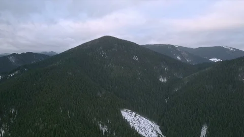 Aerial view of winter forest mountains Video stock 125456090
