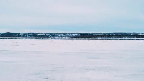 Aerial View Of Winter Ice Patterns In Frozen Landscape Stock Footage 326990712