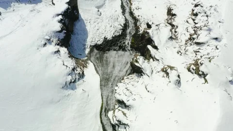Aerial View of a Winter Mountain River in the North Caucasus, Russia Stock Footage 320855930