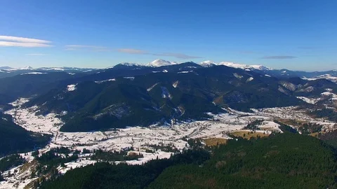 Aerial view of winter mountains Video stock 104930724